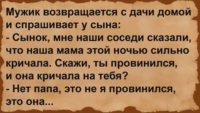 Сынок, а почему соседи говорят, что мама ночью кричала. Сборник анекдотов