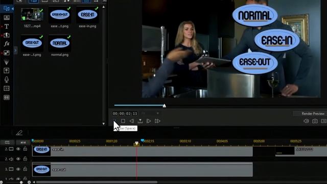 PowerDirector 21...- Как сгладить движение, легко вводя и выводя его