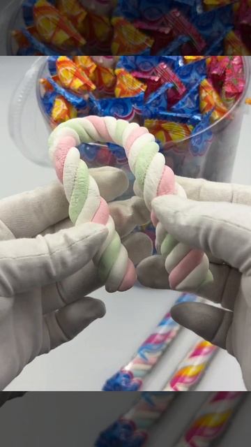 Маршмеллоу Зефир КАНДИ КЛАБ Огромные КОСИЧКИ. Вкус Клубника, апельсин, голубика. Набор 48шт по 10гр