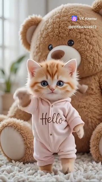 Котенок и плюшевый мишка
