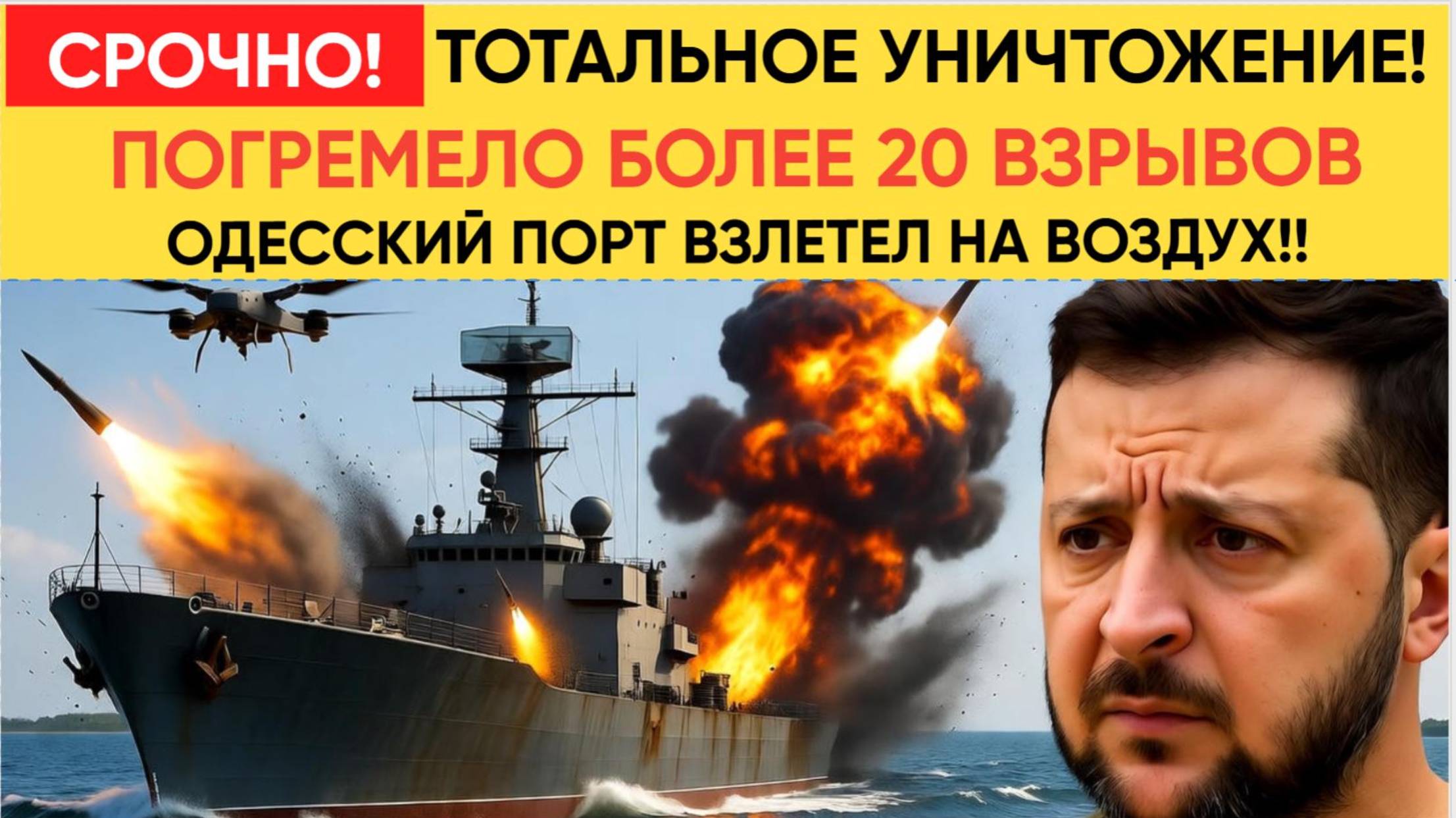 УКРАИНА В СЛЕЗАХ! 20 ВЗРЫВОВ ЗА 7 МИНУТ! Россия уничтожила порт Черноморска дронами „Герань“