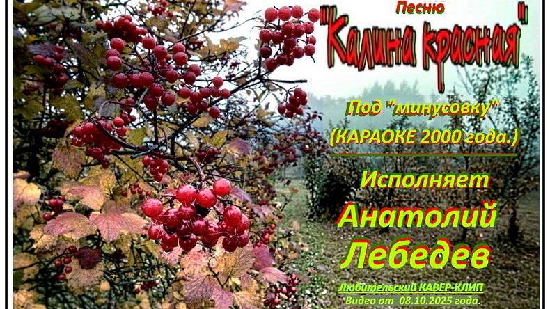 КАЛИНА КРАСНАЯ - КАВЕР-КЛИП под КАРАОКЕ-2000 г.-REVERB. исп. А.Лебедев. Видео от 8 окт.2025 года.