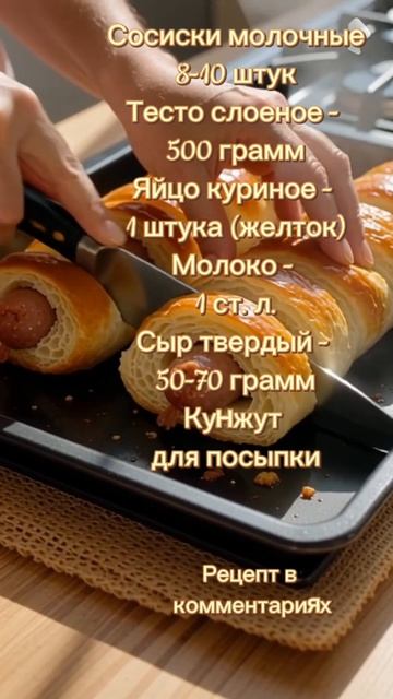 сосискивтестерецепт закуска выпечка вкуснокулинариясосискивслоеномтесте закускаизсосисок