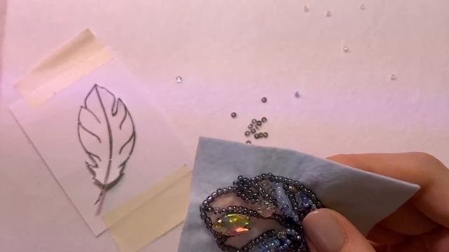 Делаю Брошь Из Бисера Страз Пайеток | Перо Таинственной Птицы DIY Tutorial Brooch 