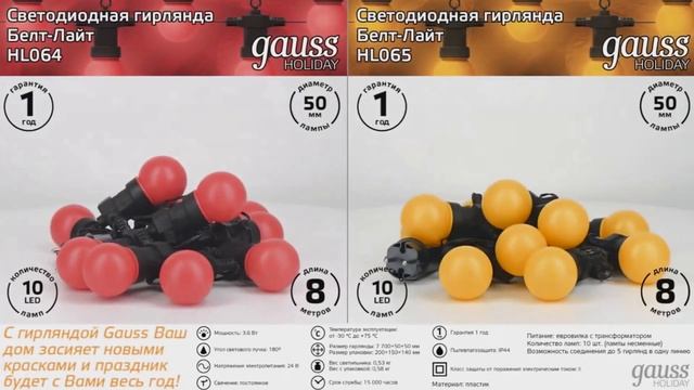Новогодний уличные гирлянды GAUSS Белт Лайт