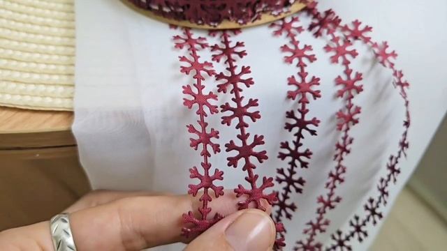 Лента для декорирования АРБОЛЬ: СНЕЖИНКИ, полиэстер, красная, 1,2 см х 7,5 м, CAA811870-2