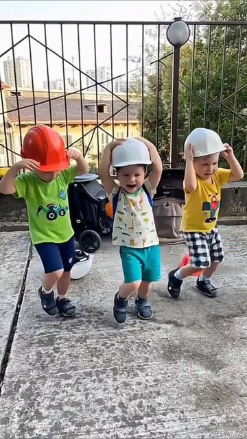 Когда спросили зачем нам каски на прогулке? 
А мы ответили: Безопасность прежде всего! Особенно к
