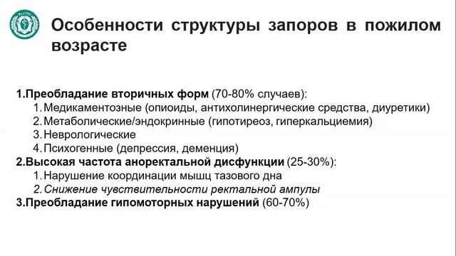 Дивертикулярная болезнь и Запоры у пожилых пациентов