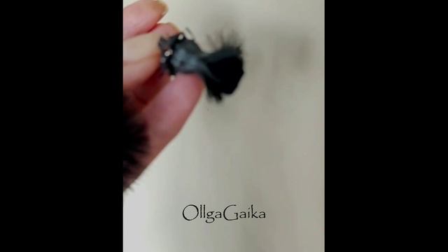 Серьги с чёрными одуванчиками. Шёлк, серебро.