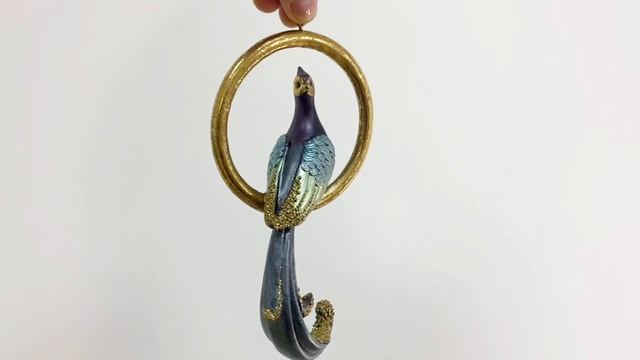 Ёлочная игрушка ФАЗАН В ЗОЛОТОМ КОЛЬЦЕ, полистоун, 17 см, D46008-2