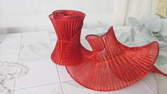 Декоративная лента БРЭЙДИ ШАЙН, текстиль, красная, 180х13 см, XNA17010121