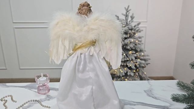 Ёлочная верхушка - новогодняя фигурка АНГЕЛ ДЖУЛИАННА, полистоун, текстиль, 43 см, J6060