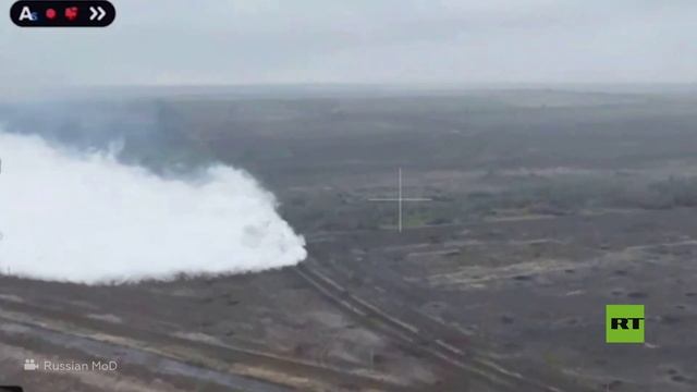 مشاهد لخط أنابيب أمونيا فجرته القوات الأوكرانية أثناء انسحابها