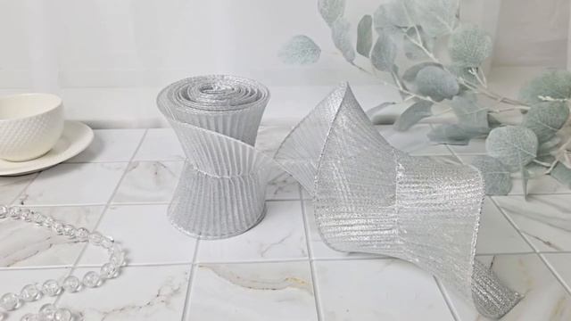 Декоративная лента БРЭЙДИ ШАЙН, текстиль, серебряная, 180х13 см, XNA17010141