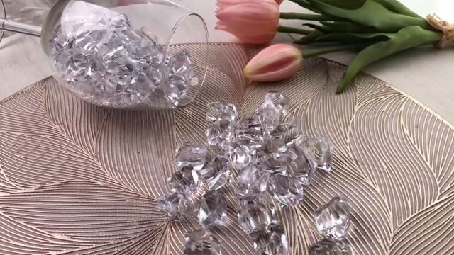 Камушки для декорирования БРИЛЛИАНТОВЫЙ ЛЁД, акрил, прозрачные, 200 г, размер - 2,8 см, 522506-1