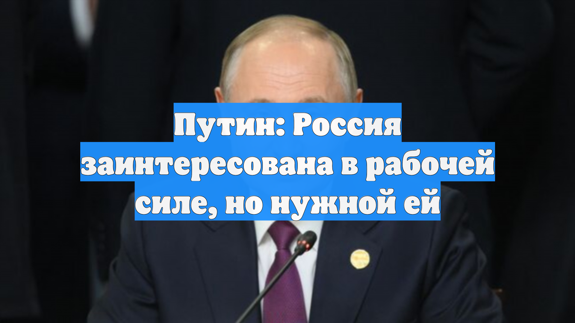 Путин: Россия заинтересована в рабочей силе, но нужной ей