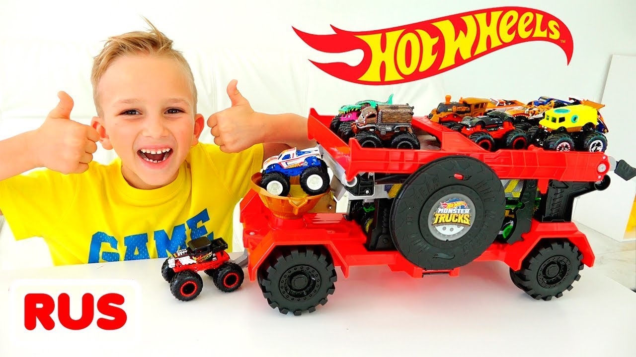 Дети играют с Hot Wheels Monster Trucks! Видео от Влада и Ники!
