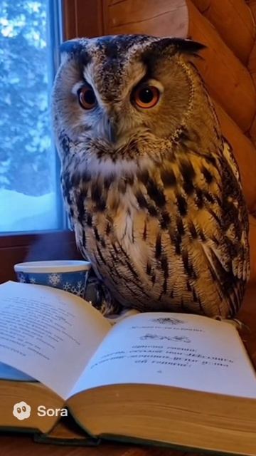 Сова читает книгу 📖
