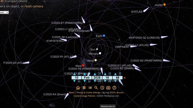 Симуляция 3I/ATLAS и 17 комет до Июня 2026 года