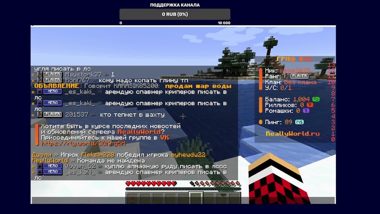 Играю в Minecraft на сервере домера отвечаю в чате когда приходят донаты