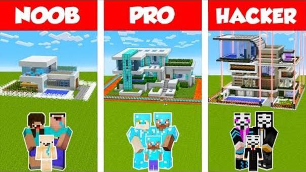 Minecraft NOOB Vs PRO Vs HACKER_ SAFEST FAMILY HOUSE BUILD CHALLENGE In Minecraft _ Animation