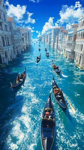 PixVerse_V4_Image_Text_720P_In_Venice_gondolas