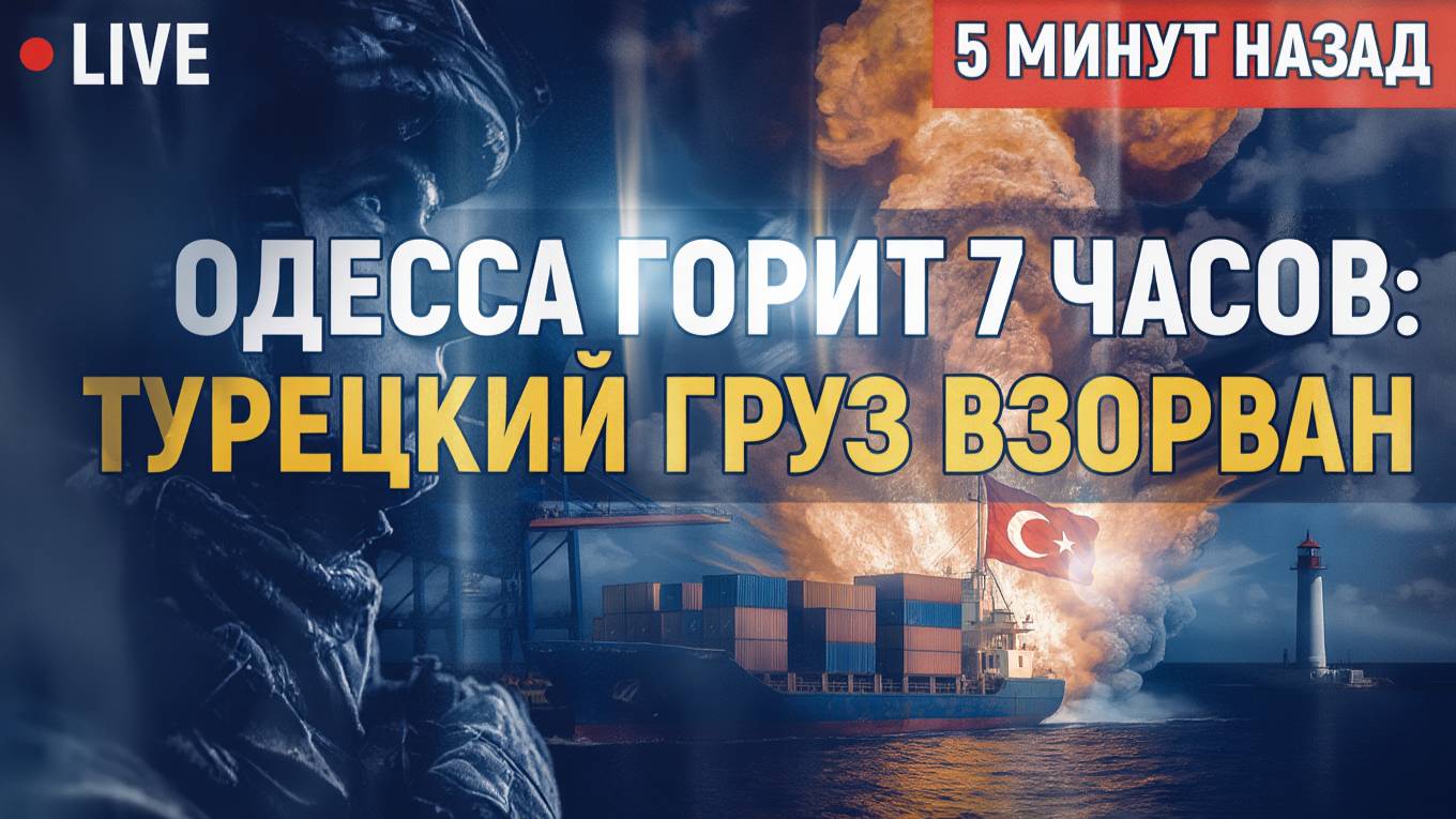 Одесса горит 7 часов, турецкий груз взорван на разгрузке — столбы огня в Чёрном море!