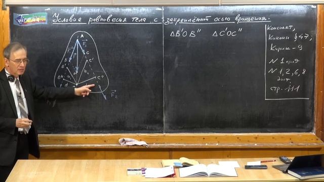 074. Урок 74. Равновесие тела с закрепленной осью вращения
