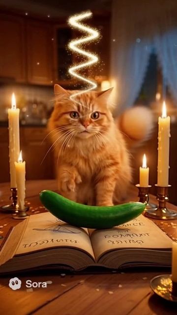 Кот-маг #кот #маг #огурец #тунец #sora #ии #cat