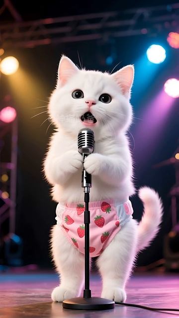 Маленький молочный котик на сцене!
