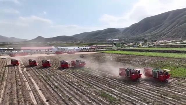 🚜В Китае используют новейшую технику для сбора урожая