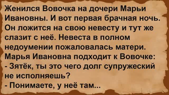 Как Вовочка женился на дочери Марьи Ивановны. Сборник анекдотов