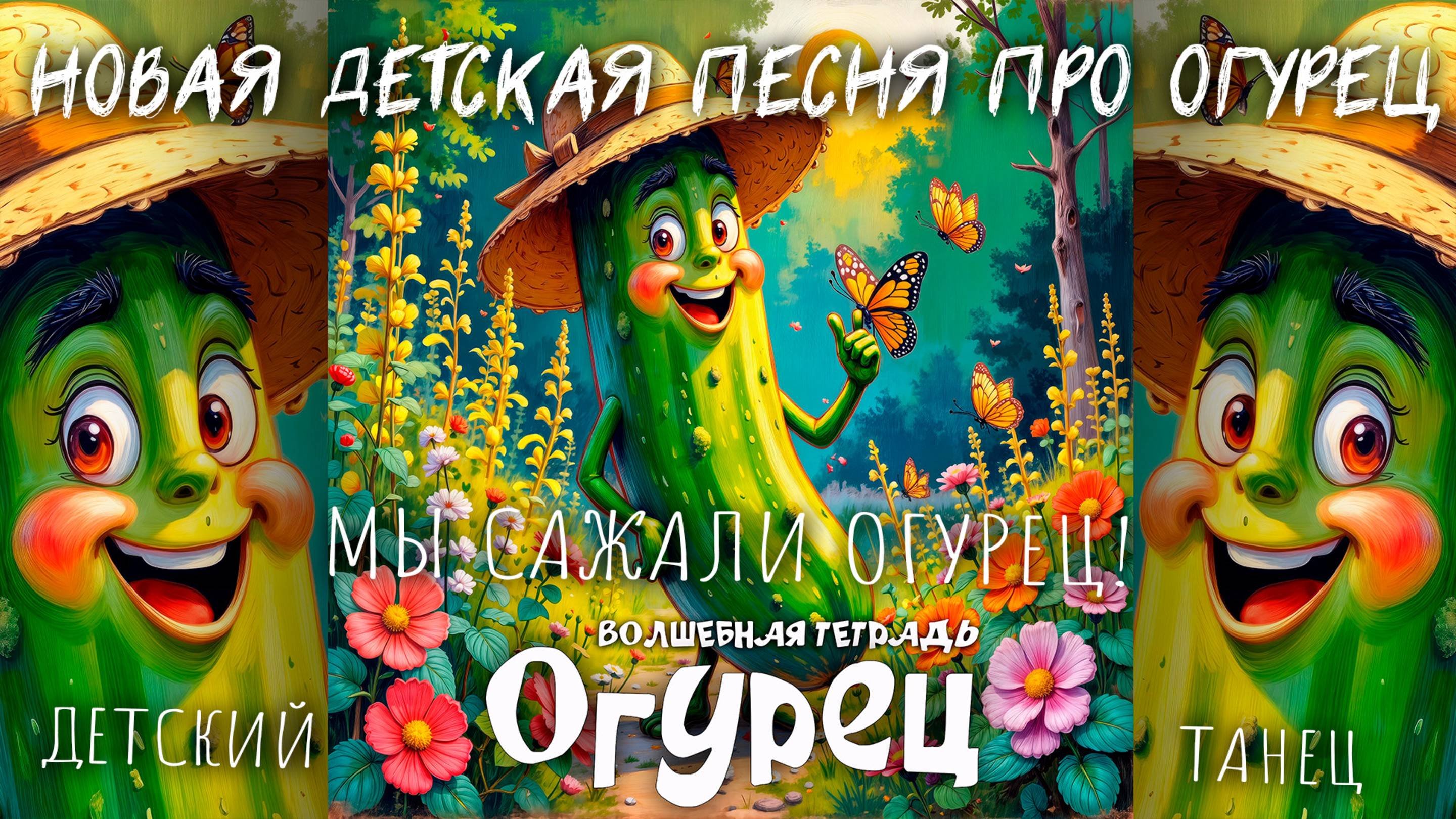 Волшебная тетрадь. ОГУРЕЦ. Новая детская песня про то как семья сажала огурец. Детский танец.
