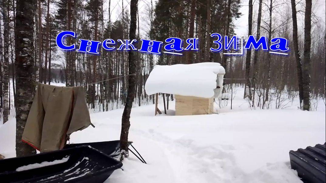 Снежная зима Пробиваемся на избу. Ставим жерлицы