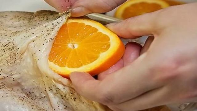 Курица в духовке с апельсинами