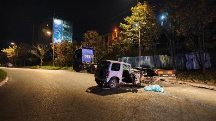 Водитель легкового автомобиля погиб, въехав в большегруз во Владивостоке