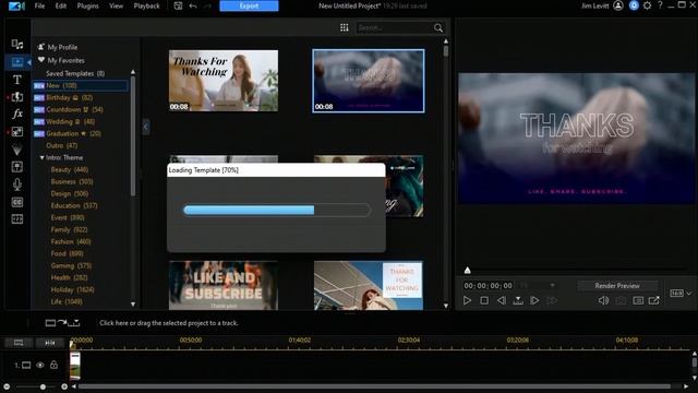 PowerDirector 21..- Добавляйте шрифты используя шаблоны заставок к видео