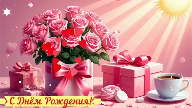 С Днём Рождения! Поздравление КРАСИВАЯ Открытка Видео