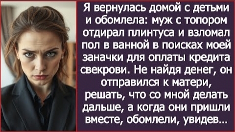 ИСТОРИЯ ИЗ ЖИЗНИ/Муж взломал пол в ванной в поисках заначки для оплаты кредита свекрови/Рассказ