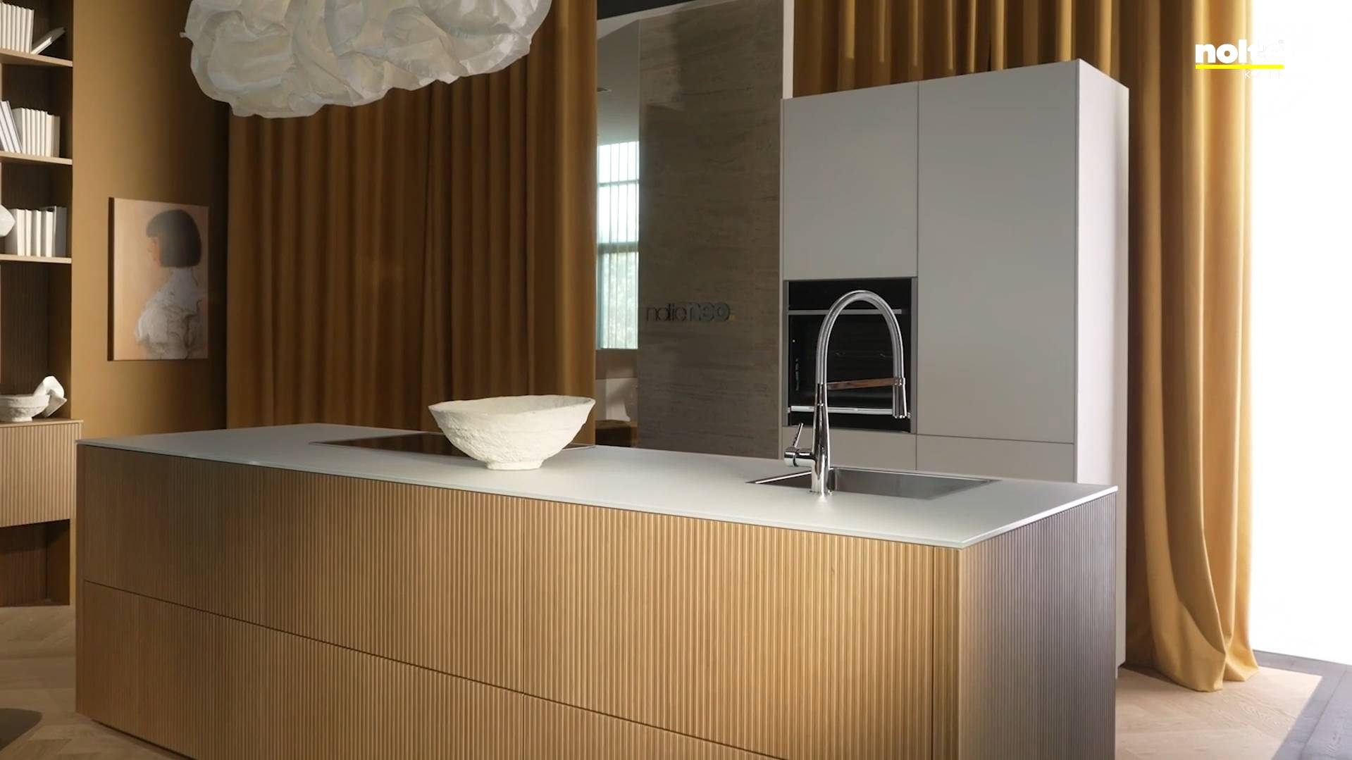 Nolte - NeoLODGE - Oak Diamond Fluted  GLAS TEC SATIN - White