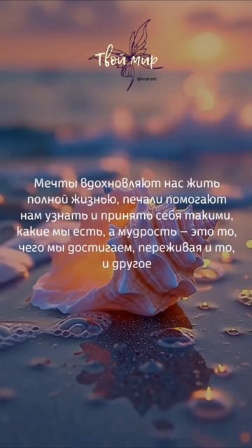 Мечты вдохновляют нас жить полной жизнью, печали помогают нам узнать и принять себя такими, какие мы