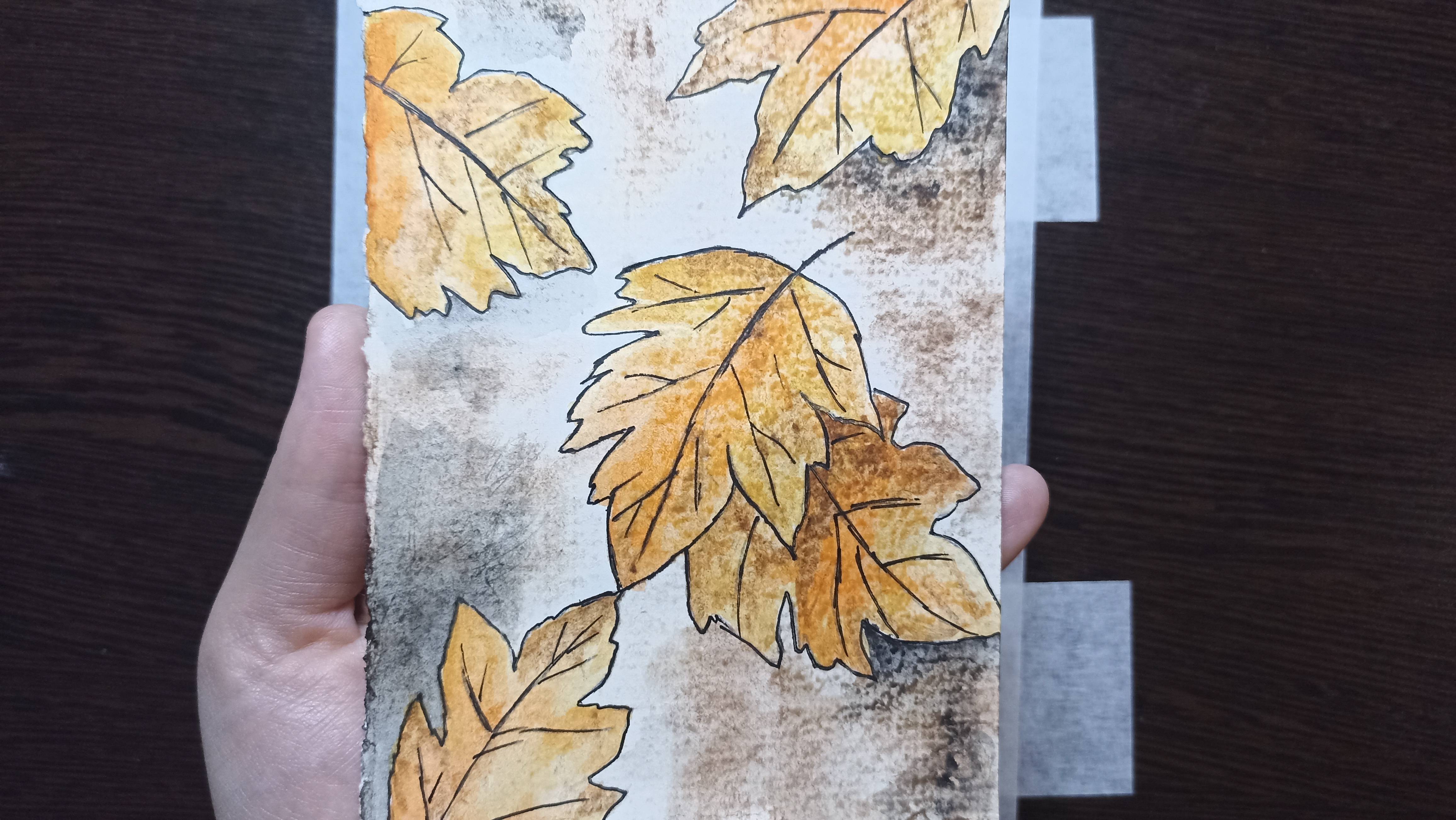 Рисунок акварелью / Осенние листья