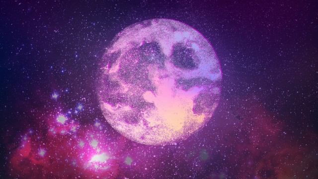 Фиолетовое звездное небо с луной | Космический саундтрек на электронном пианино для релаксации