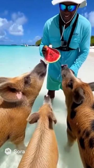 Добро пожаловать на Pig Beach Место где кристально чистая вода и свинки живут.