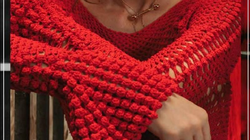 Платье дизайнерское красные шишечки крючком  Helen Rоdel.....