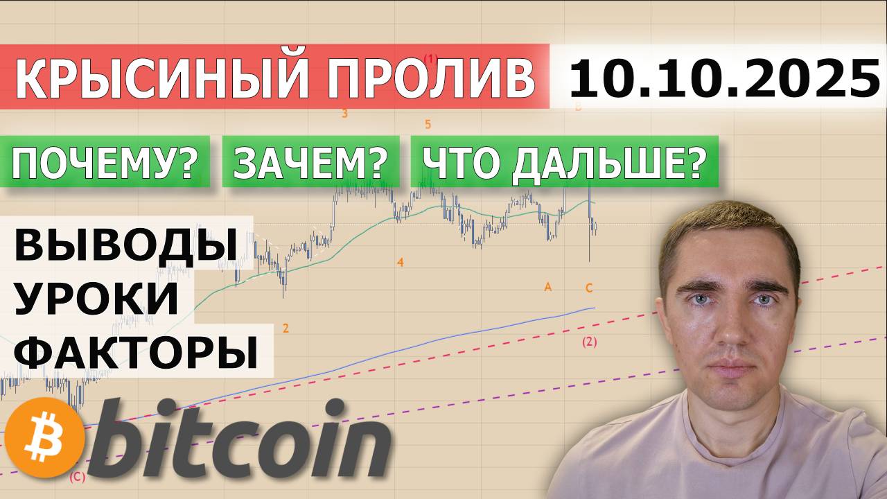 Крысиный пролив Bitcoin btc 10.10.2025. Почему зачем что дальше выводы уроки факторы.