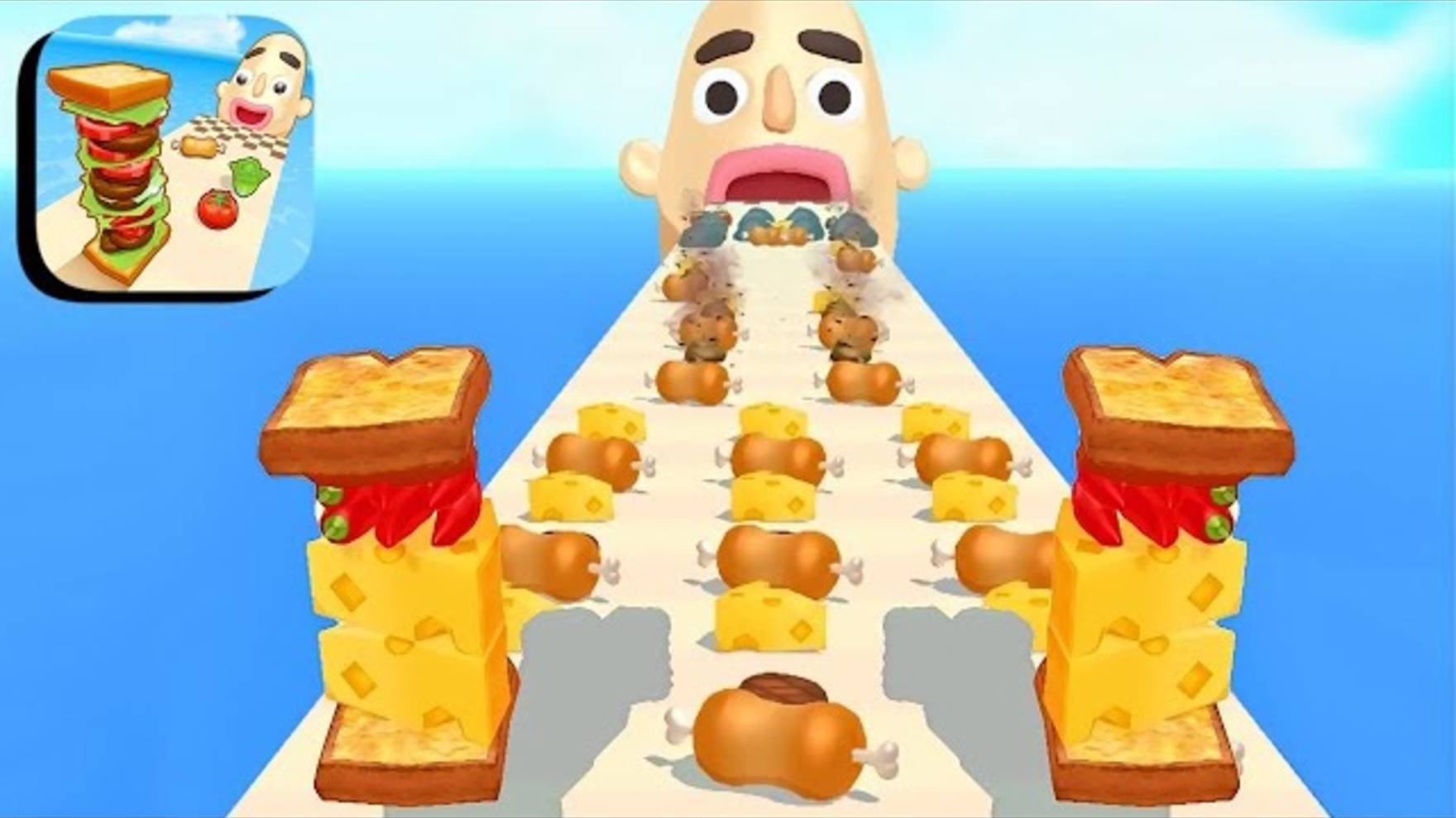 Sandwich Runner - прохождению всех уровней геймплея для Android ios