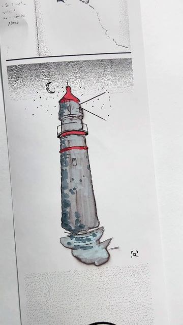 как нарисовать маяк на берегу