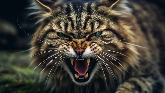 Агрессивные кошачьи звуки, шипение, рычание, мяуканье