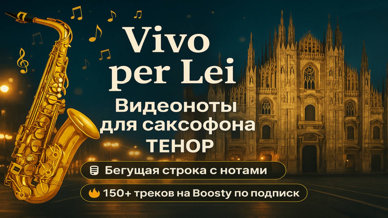🎷 Andrea Bocelli — Vivo Per Lei | Видеоноты для саксофона ТЕНОР